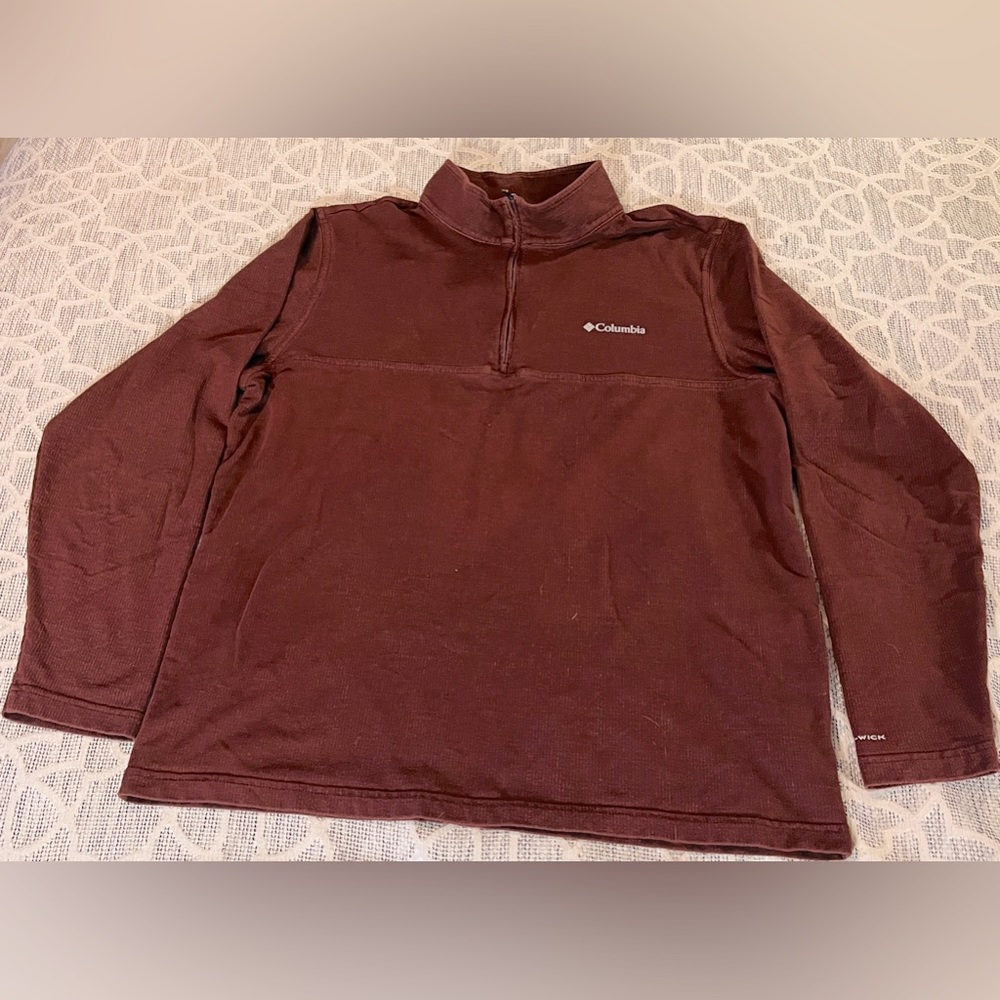 Columbia Burgundy Rugged Ridge Quarter Zip Pullover Men’s Shirt Size L